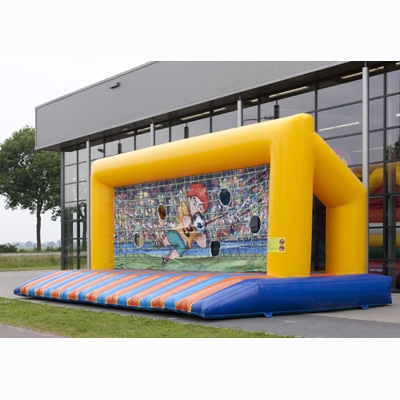 QPAU Porta Da Calcio Gonfiabile A Doppio Foro, Dimensioni Reali, Con 4 Palloni, Tabellone Segnapunti E Pompa, Gioco Da Giardino Per Bambini E Adulti