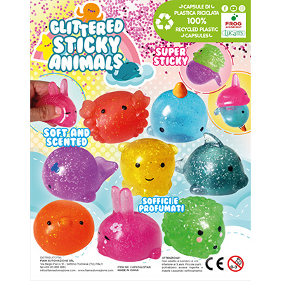65mm Glittered sticky animals